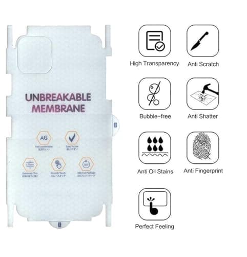 JGD PRODUCTS Matte Finish Full Body Cover Back Protector Compatible with iPhone 12 | Unbreakable Membrane Scratch Guard Full Fit Protective, Case Friendly, (Back & Side) (Pack of 1) 2