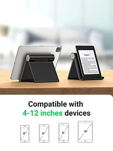 STRIFF Multi Angle Tablet Tabletop Stand. Holder for iPhone, Android, Samsung, OnePlus, Xiaomi. Portable, Foldable Stand. Perfect for Bed,Office, Home, Gift and Desktop (Black) 3