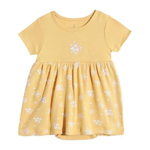 Mothercare Girls Autumn Charm Printed Short Sleeve Rompers - Yellow