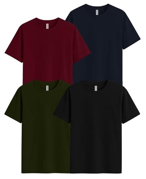 Sleepynuts Men's Regular Fit Round Neck Half Sleeves Solid Casual Wear T-Shirt