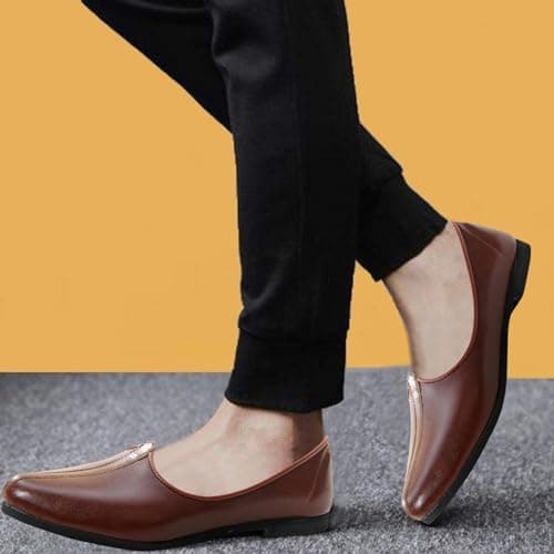 CatBird Men's Brown Traditional Ethnic Nagra | Classic Design Jalsa Mojaris Jutti 5 UK 2