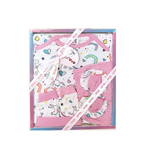 EIO Baby Gifts Set for New Born Unisex Clothing Gift Hamper 6Pcs (Pink)