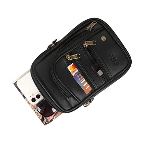 Pramadda Pure Luxury Classic Black Leather Stylish Messenger Sling Bag for Men | gift items for men birthday special | Diwali corporate gifts for employees clients | Mens Father Husband gift items 4