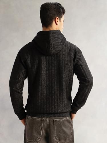 Thomas Scott Men's | Regular Fit | Long Sleeves | Zip Closure | Front-Open | Dry Clean | 2 Pockets | Knitted | Hooded | Sweatshirt (TMSTHOODIE100_Black_S) 4