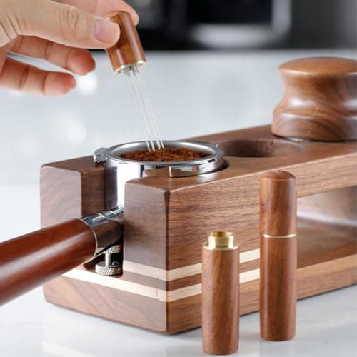 ABSTER Espresso Coffee Stirrer WDT Tool, 6 Needle Distribution Tool 304 Stainless Steel, Wooden Handle Coffee Needle Stirrer, Espresso Accessories for Coffee Machine, Barista Tools Home Brewing 5