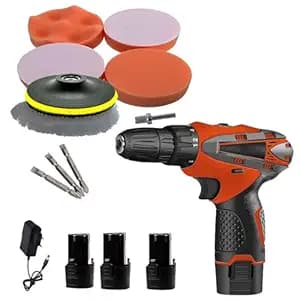 MLD 12v Cordless Drill Screwdriver for home Use 3 Battery & Charger With 10pcs Accessories 3'' Car Polish Pad For Polishing | Drilling | Home DIY Tool SAG-102(12v/1350 Rpm/Multicolor)