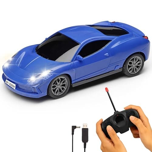 Gooyo GY-231CH Hi-Speed Rechargeable RC Car Toy with Glowing Headlights Feature | User-Friendly RC Car Toy for Kids | Blue | in-Built Battery | Gift Box Packaging