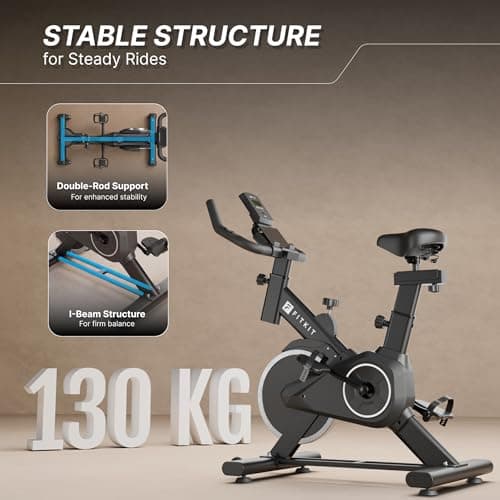 Fitkit by Cult FK8001 Spin Bike with 8Kg Flywheel, LCD display, Adjustable Brake Pad Resistance with Belt Drive System for Fitness at Home Workouts | Max Weight : 130 kg (Black) 2
