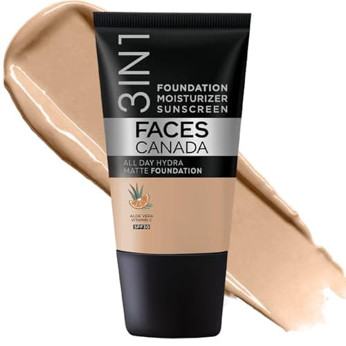 FACESCANADA Cream All Day Hydra Matte Foundation - Mini|3in1 Foundation + Moisturizer + SPF 30|24 HR Aloe Hydration & Vitamin C| 10HR Wear | Medium to High Buildable Coverage | Medium Natural (18 ml)