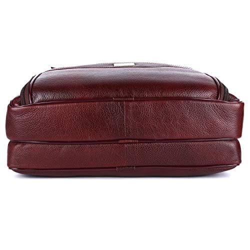 INDIA LEATHER laptop bag| Stylish Leather Laptop bag (16 inch) | Carry Handles with Adjustable Strap| Padded Laptop for men |Office Bag, Briefcase (Brown) 4