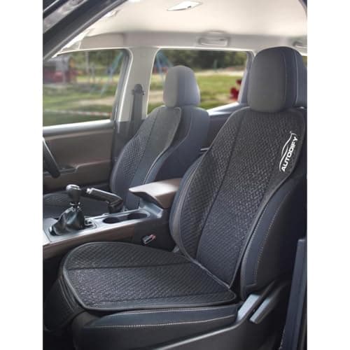 AUTODIFY Car Seat Cover Protector Set Non-Slip Black Seat Mat with Backrest & Cushion Support Also compitable for Ventilated seat Fits Most Cars, 4 Piece Set for Driver & Co-Passenger Seats