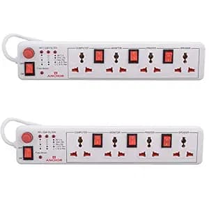 Anchor by Panasonic 4 way 6A Universal Socket with 3 Switch & 1 Master Switch | 4 Way Extension Board with 1.5 Mtr Extension Cord | Multi Plug Socket for Home Wall, Office (22568-PK2)