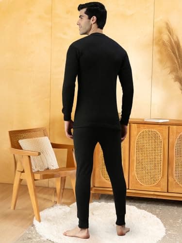 Lux Cottswool Men's Cotton Thermal Set (COTT_Black_FS_RN_TRO_Set_90) 3
