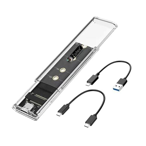 Zotex NVMe SSD Enclosure USB 3.1 Type-C | External SSD Case for M-Key NVMe PCIe SSD | Tool-Free Transparent Hard Drive Enclosure for PC, Laptop & Mac