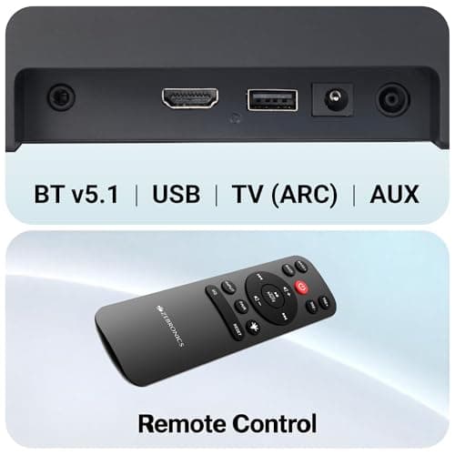 ZEBRONICS 120 Watts Soundbar, Home Theatre, Dual Racetrack Drivers Soundbar, 13.33cm Subwoofer, HDMI ARC, Bluetooth v5.1, USB, Glossy Finish, Wall Mountable, 2.1 Ch (Juke BAR 3910) 5