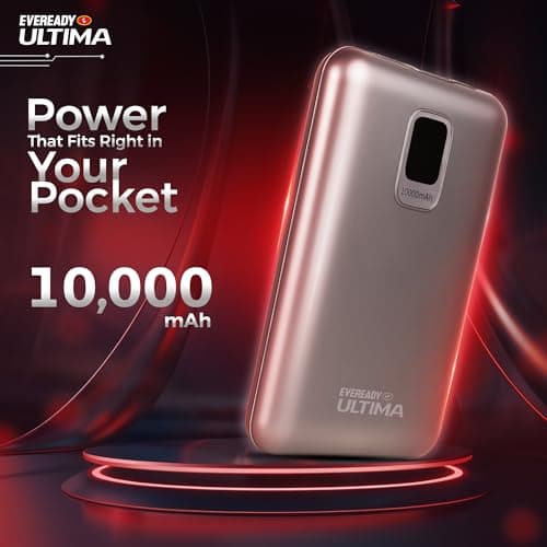 Eveready Ultima Power Bank PB 20, 10,000mAh, 22.5W Fast Charging, Dual Output, USB-C & USB-A, Overcharging Protection, Compatible with iPhone, Android & Qi Devices, Includes Cable & Warranty, Black 2