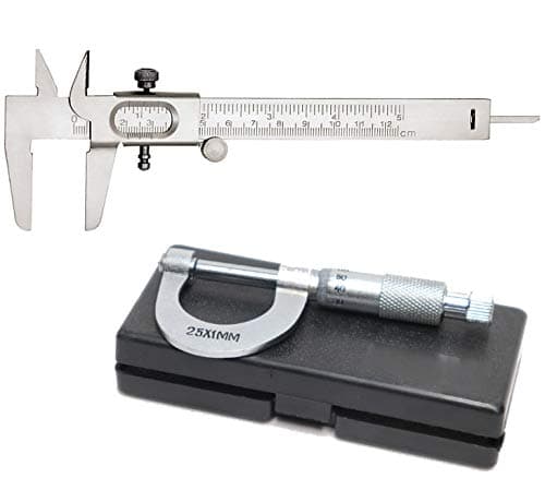 Labworld Vernier Caliper+Screw Gauge 25mm combo pack of 2 Micrometer Slide 12.5cm metallic for Measurement of Round Objects and depth used in Industrial,Home or General use