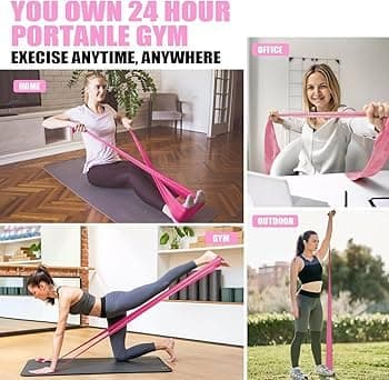 nEUtRO Resistance Flat Band for Exercise, Strength, Stretching, Yoga, Pilates, Chair Exercises & Rehab – Durable Fitness Band for All Age Group -Men & Women (Pink - Light Strength) 4