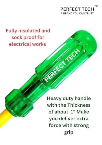 PERFECT TECH 12 Inch Rod (300x8mm) Screwdriver | Steel 2 in 1 Screw Driver | Electrical Works | Hand Tools | Screwdriver Set Tools Kit | Green & Yellow (812) 4