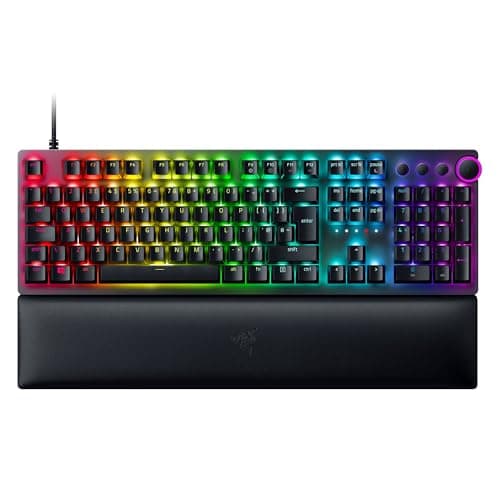 Razer Huntsman V2 Optical Gaming Keyboard: Fastest Clicky Optical Switches w/Quick Keystrokes & 8000Hz Polling Rate - Doubleshot PBT Keycaps - Dedicated Media Keys & Dial - PUBG: Battleground Edition 2