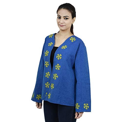 Tribes India Women's Cotton Straight Kurta (1STXWOMRJ05328_A_L_Blue_Large) 3