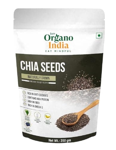 Organo India Chia Seeds 1kg | 100% Clean Chia Seeds | Rich in Fiber | Rich in Calcium, Iron & Protein | Rich in Omega-3 | Anti oxidants | Gut Health | Skin Health | Super food |Healthy Snacks