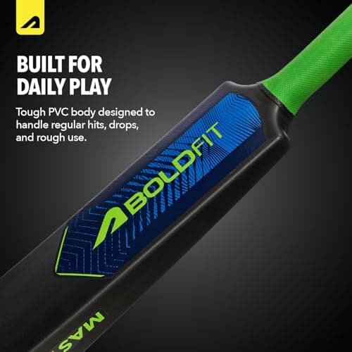 Boldfit MasterStroke Plastic Cricket Bat Full Size Durable Bats for Tennis & Wind Ball Lightweight Adult & Teen Tournament Match Bat, Blue- Size 6 3