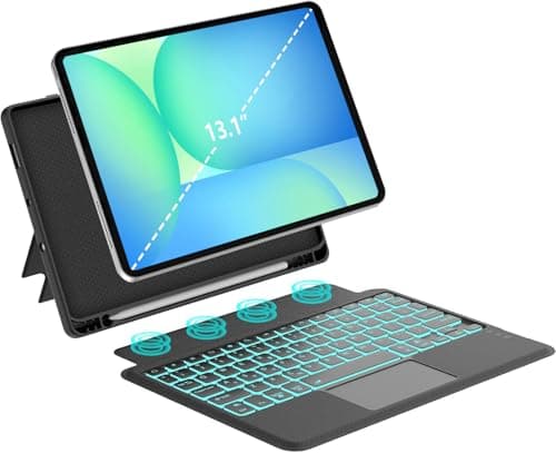 Magic Keyboard Case for Samsung Galaxy Tab S10 FE + Plus 13.1 Inch Keyboard, Black