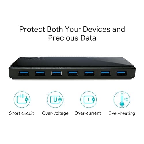 TP-Link UH720 USB Hub, 7-Port Docking Station with Extra 2X 2.4A Ultra Fast Charging Ports, 10x Data Transfer Speed up to 5Gbps, 1m USB3.0 Cable, Compatible with Windows, Mac OS X and Linux Systems 4