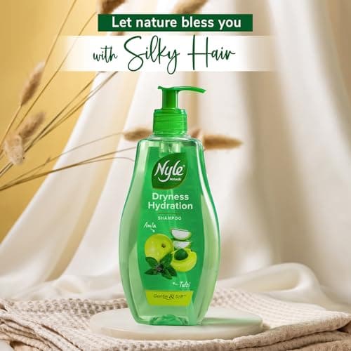 Nyle Naturals Dryness Hydration Shampoo, with Tulsi, Amla and Aloe Vera, Gentle & Soft Shampoo, pH Balanced and Paraben Free, For Men & Women, 800ml 2
