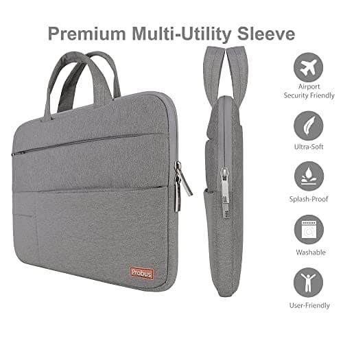 Probus 15.6 Inch Laptop Sleeve Briefcase Notebook Case Cover Handbag Business Office Travel Bag(Grey) 3
