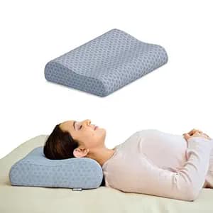 CareFoam Ultimate Cervical Neck Pillow | 2 Years Warranty | Pain Relief Sleep, Improves Posture Spinal Alignment, Neck Pain Relief Pillow | Medium 21 x 13 x 4 Inch | Grey Jacquard Cover | Pack of 1
