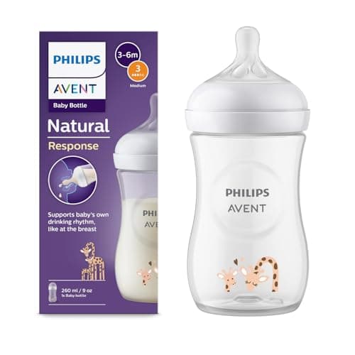 Philips Avent Natural Baby Plastic Feeding Bottle | No.1 Brand Recommended by Moms Worldwide | Ideal for 1 months+| Natural Response Technology Mimics Breastfeeding | Uniquely Designed Nipple releases