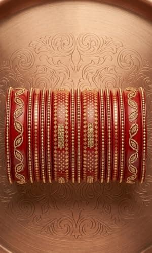 VA GLOBAL Traditional Red Bridal Lac Bangles Set for Women Designer Stone Work Chudi Kada Set Ethnic Wedding Festive Jewelry Glass Look Bangles (One Size, 2.8, Centimeters) 4