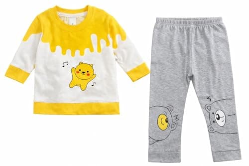 RIZZQ Kids Full Sleeves Summer Round Neck Dress for Boys | Lightweight Cotton Boys Clothing Set | Breathable Top & Bottom Set for Kids | Comfortable Regular Fit (0–5 Years) (DANCING BEAR, 1-2 Y) 4