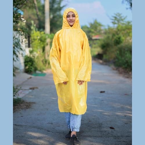 STP Limited Disposable Rain Poncho with Hood – Yellow, 1 Pack | Clear, Unisex, One Size Fits Most - Lightweight Waterproof for Travel, Camping, Outdoor Events – Emergency Rainwear for Men & Women 2