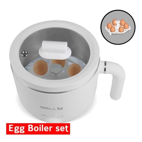 IBELL MPK15M Multipurpose Electric Kettle, 1.5 Litre, 800W, 2 Cooking Pots & Egg Boiler, Temperature Control, For boiling Water, Egg, Stainless Steel Body (White) 4