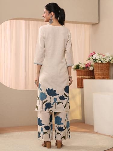 Libas Printed Cotton Blend Straight Co-Ord Set-93210M 4