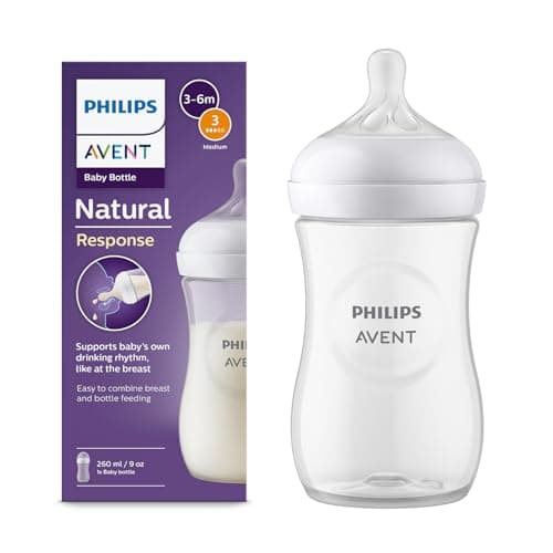 Philips Avent Natural Baby Plastic Feeding Bottle | No.1 Brand Recommended by Moms Worldwide | Ideal for 6 months+| Natural Response Technology Mimics Breastfeeding | Uniquely Designed Nipple releases