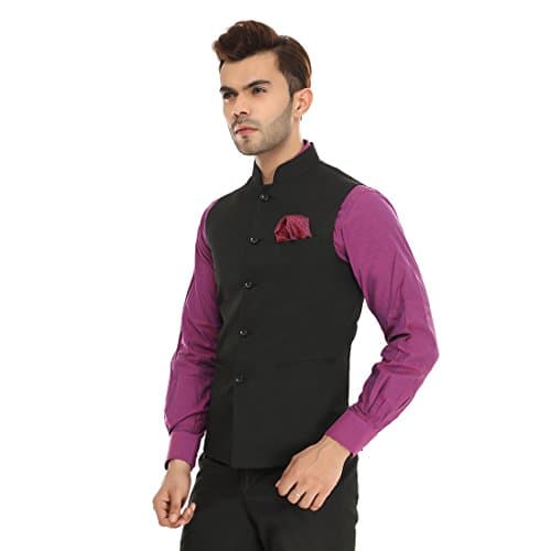 MANQ Men's Band Collar Slim Fit Formal/Party Waist coat 3