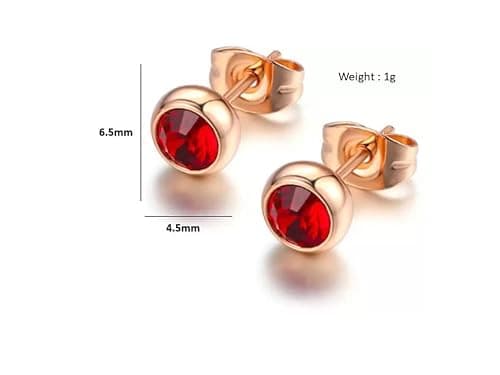 Nilu's Collection Daily Use, Light Weight Small Stud Earrings| Perfect for Baby Girls, Office Goers (Colour: Rose Gold, Red) 4
