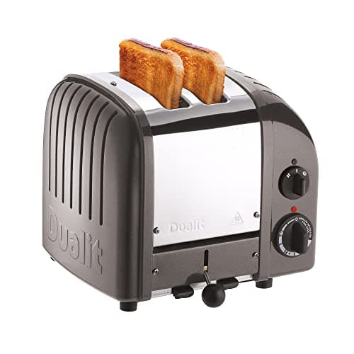 Dualit Classic 2-Slice NewGen Toaster - Stainless Steel - Hand Made in the UK - Interchangeable ProHeat elements - Defrost Bread - Mechanical Timer - Metallic Charcoal Classic Toast