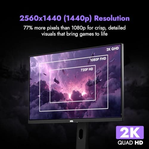 Kreo Obsidian 27I200Q 27" Gaming Monitor, 1440p QHD IPS, 200Hz, 1ms, 130% sRGB, 95% AdobeRGB, FreeSync/G-Sync, HDR10, Adjustable Stand, HDMI & DisplayPort, Eye Comfort, Flicker Free 2