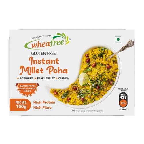 Wheafree Gluten Free Instant Ready to Eat Millet Poha Mix | High Protein and Fibre Breakfast | Readymade Snack in 2 Mins | Pack of 3-125g Each 3