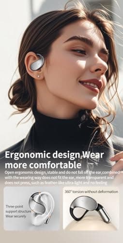 VEHOP Ear Spin OWS Open Ear TWS Earbuds | 48Hrs of Playtime | Bluetooth v5.4 with AI-ENC | Skin Friendly Ear Hook | Environmental Awareness | 45ms Low Latency Gaming | IPX5 Water Resistance. (Beige) 3