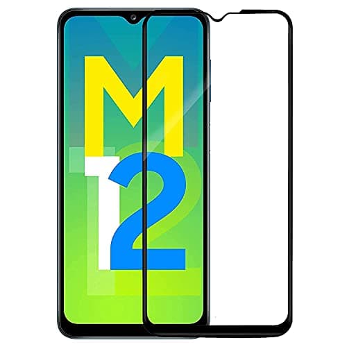 JGD PRODUCTS (Black Tempered Glass Screen Protector for Samsung Galaxy M12 / Samsung Galaxy A12 (2021) -Edge to Edge Full Screen Coverage