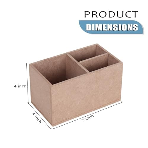 Wooden Desk Organizer with 3 Compartments, MDF Storage Box, Brown 4