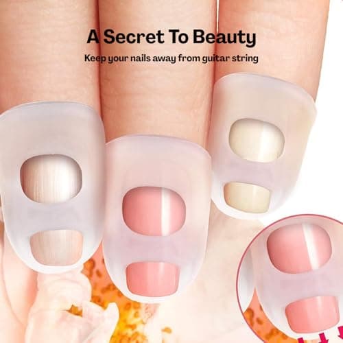 Flavizo 10 Pcs Silicone Guitar Finger Protector, Transparent Soft Flexible Picks Caps for Acoustic and Electric Bass Practice, Comfortable Fingertip Guards for Guitarists 5