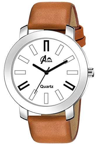 Acnos White Dial Brown Belt Analogue Watch for Men Pack of - 1 (FT)