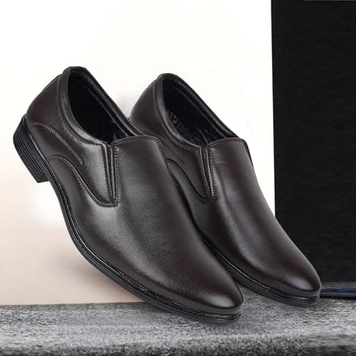 Zixer F6012 Office Wear Soft Derby Formal Shoes for Men || Boys Semi Formal Wedding Party Boots for Men Brown 5